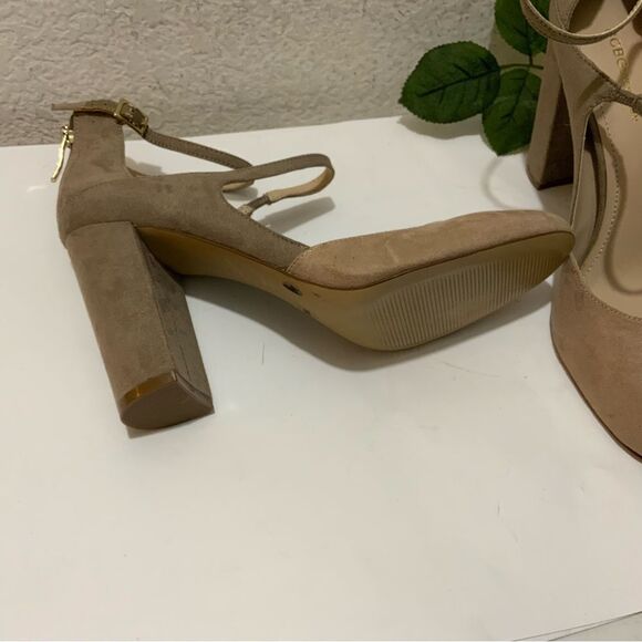 BCBG Pump Women's 10M /40 Cream Tan Beige Leissa Mary Jane Two-Tone Suede - Picture 7 of 10